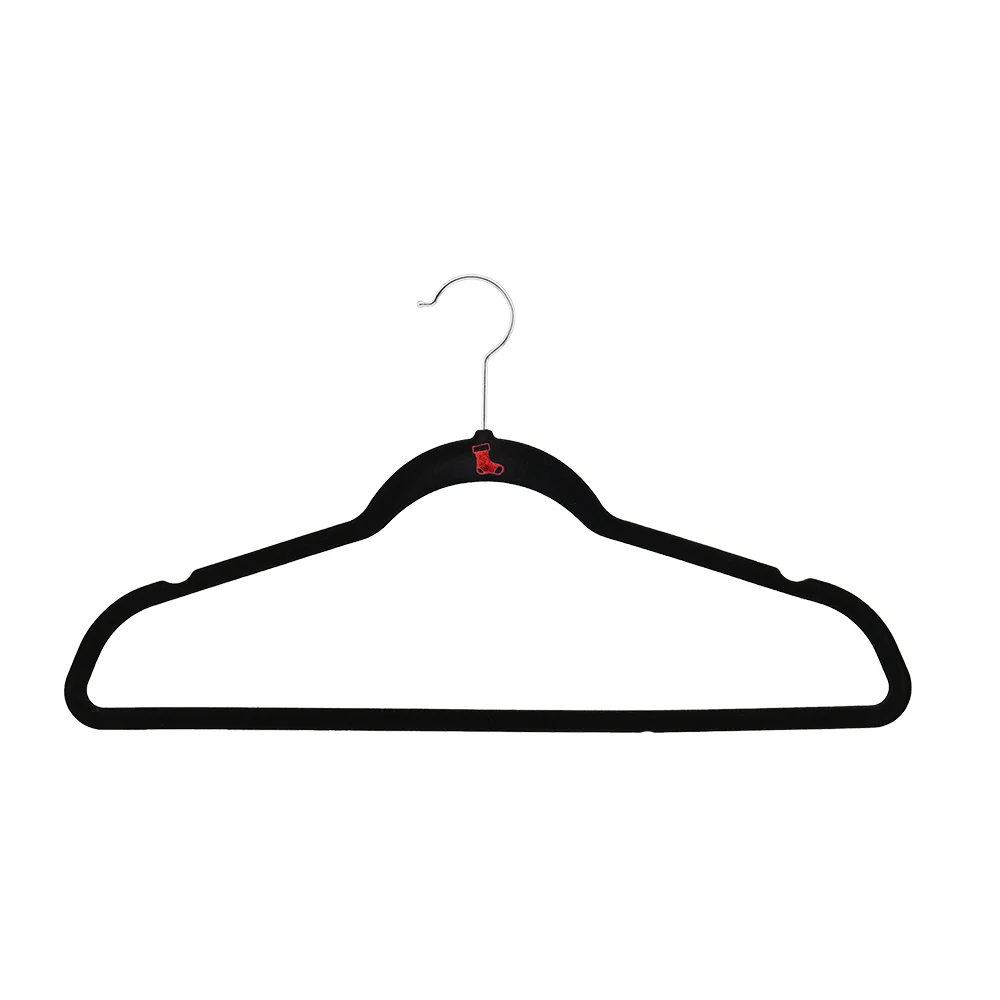 Hot sale 360 degree swivel coat hanger anti-slip hanger clothes short black  velvet hangers