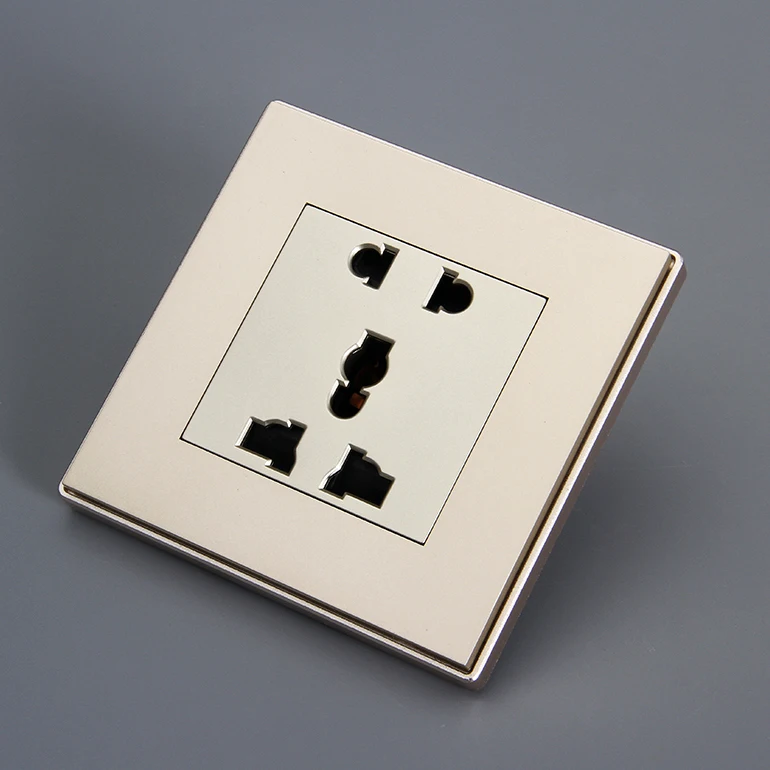 Practical Smart Hotel Use Nice Champagne gold color 90MM big button 1-5 panels connected HD-MI/USB/SHAVER electric wall socket