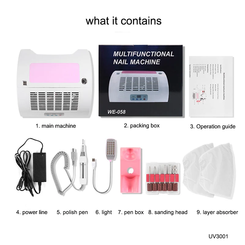 Multi-functional 60W LED UV Lamp Secadores De Unhas Electric Nail Drill Polisher Machine