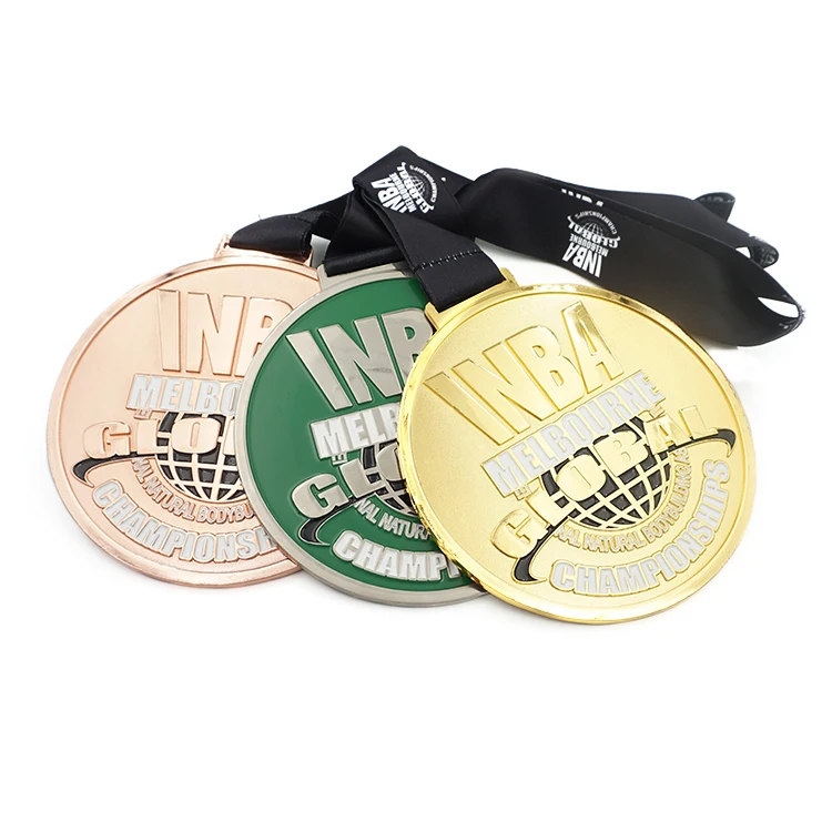 custom gold metal soccer 5k running medal with ribbon sports customised sports medal custom marathon manufacturer bespoke medals