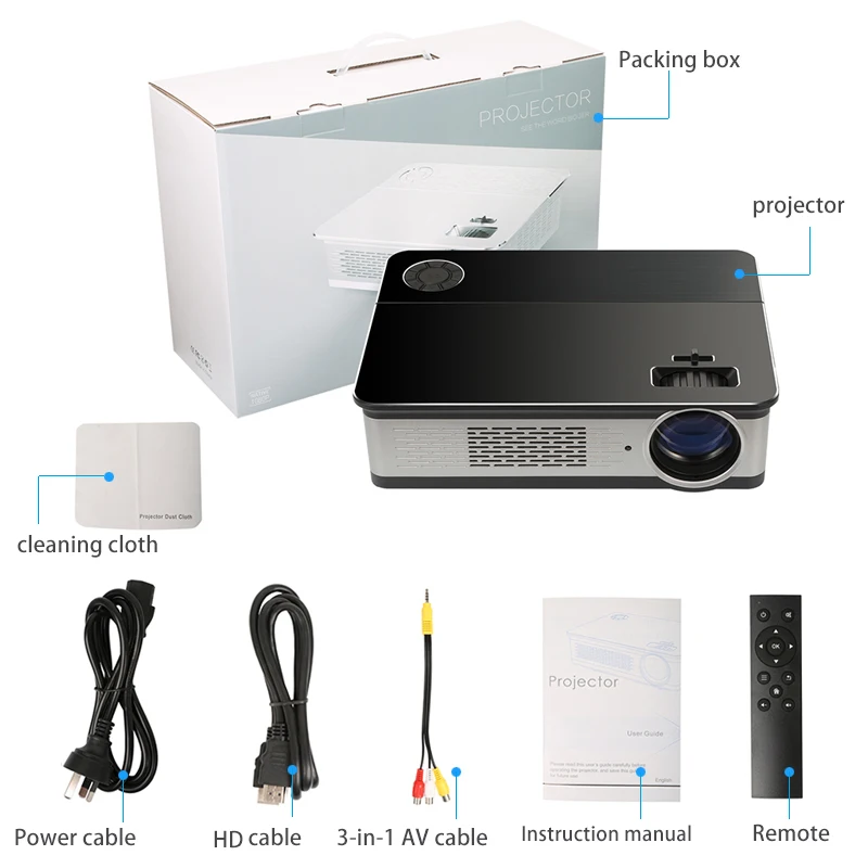 Factory OEM ODM Projector 6000 High Lumens Native 1080p Projector Full HD LCD  Video Home Beamer
