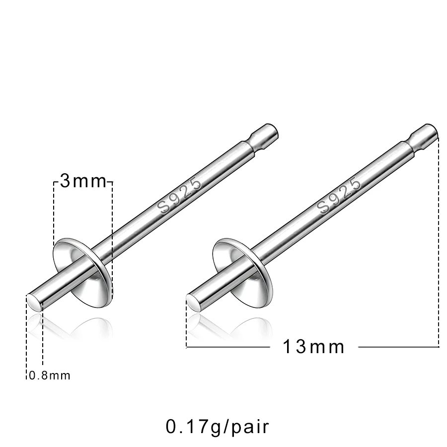 925 Sterling Silver Findings for Jewelry Making Earring Mounts for Pearl Jewelry Mount Ca p Stud Earrings