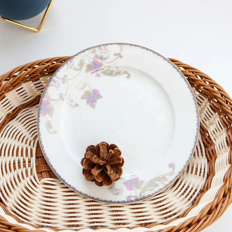 china supplier fine bone china dishes & plates gold rim porcelain dinner plate