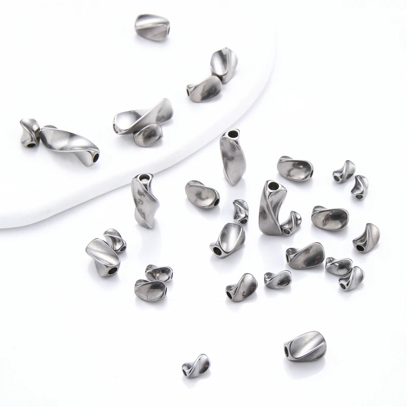 Stainless Steel Irregular Loose Beads Twisted Slide Spacer Beads For Diy Necklace Bracelet Handmade Jewelry Making Accessories