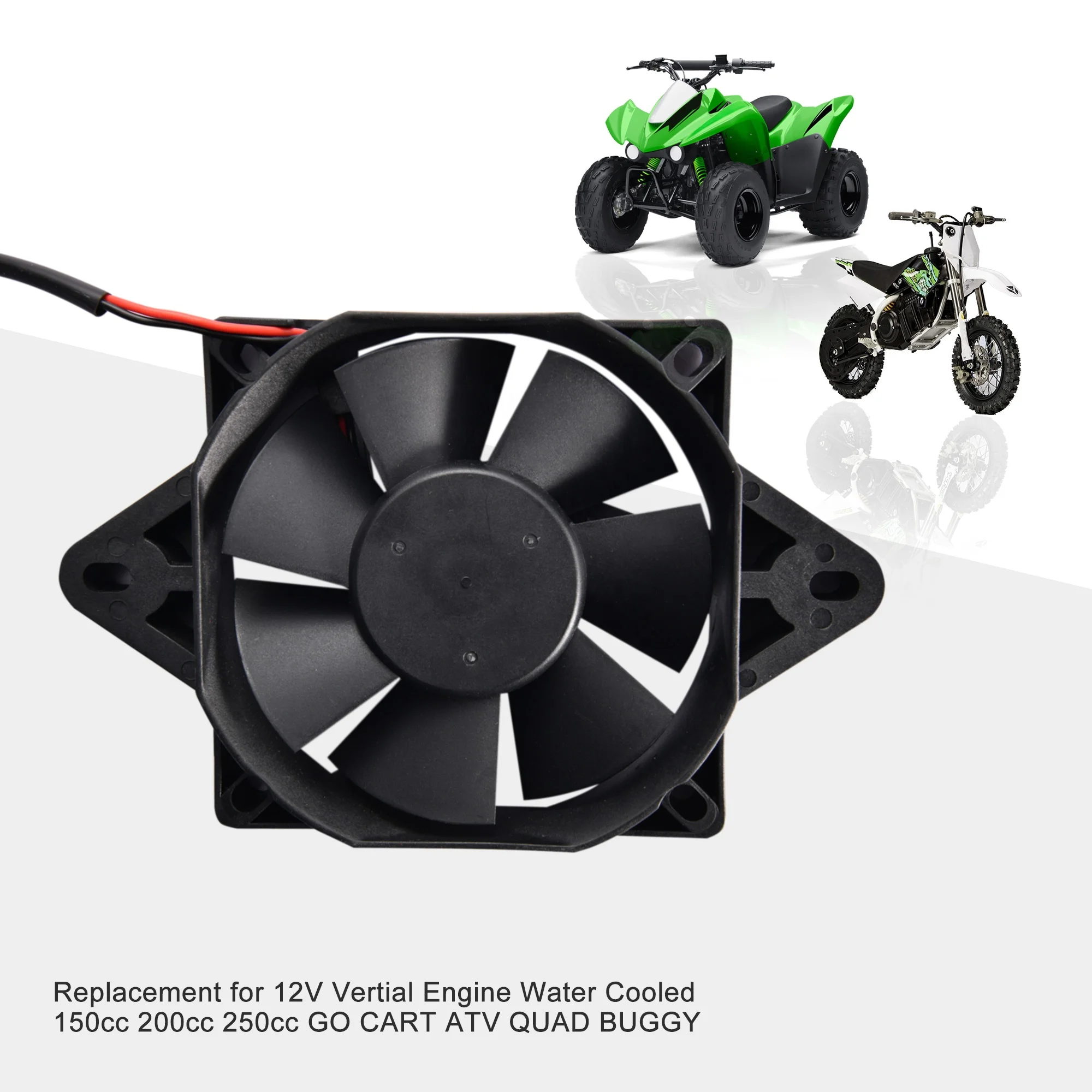 GOOFIT 12V DC Square Radiator Cooling Fan Replacement for Motorcycle 200cc 250cc Water-cooled ATV Dirt Bike Go Kart
