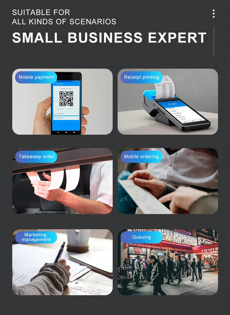 MHT-M2 Portable Android 12 4G wifi POS terminal payment pos Handheld Wireless POS terminal 58mm Thermal Printer NFC