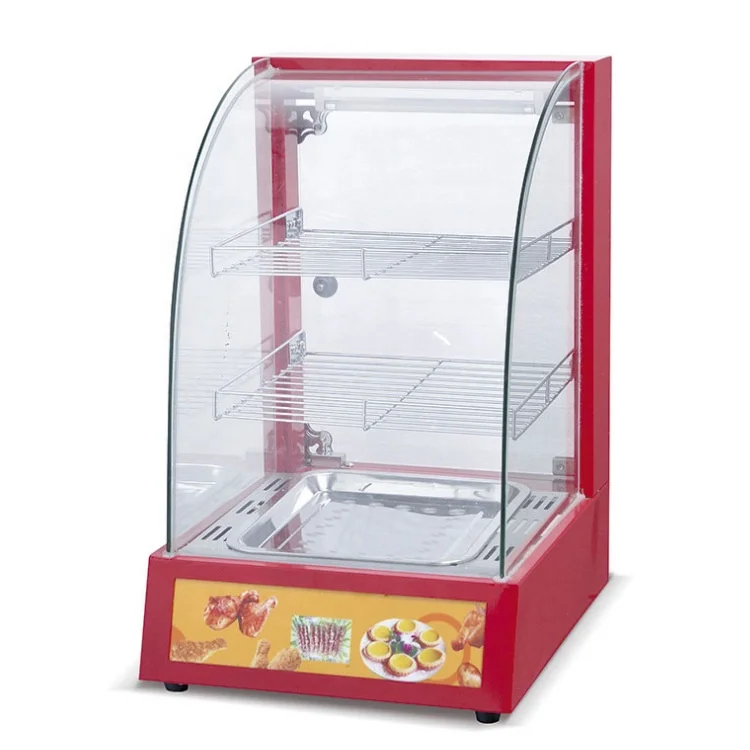 commercial supermarket electric glass equipment hot display cabinet food warmer