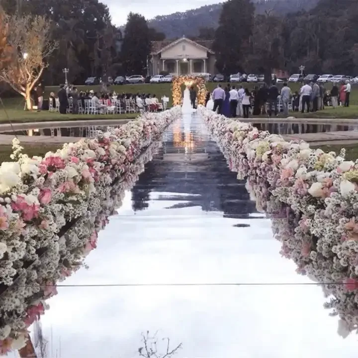 Marriage Aisle Runner Mirrored Stage Decoration Miroir Cadre Dance Floor Backdrop Wedding Mirror Carpet