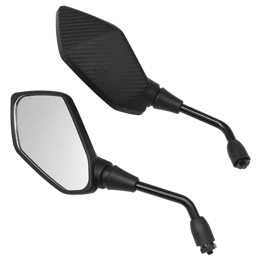 2Pcs Universal Motorcycle Mirror Scooter E-Bike Rearview Mirrors 8mm 10mm Carbon Fiber