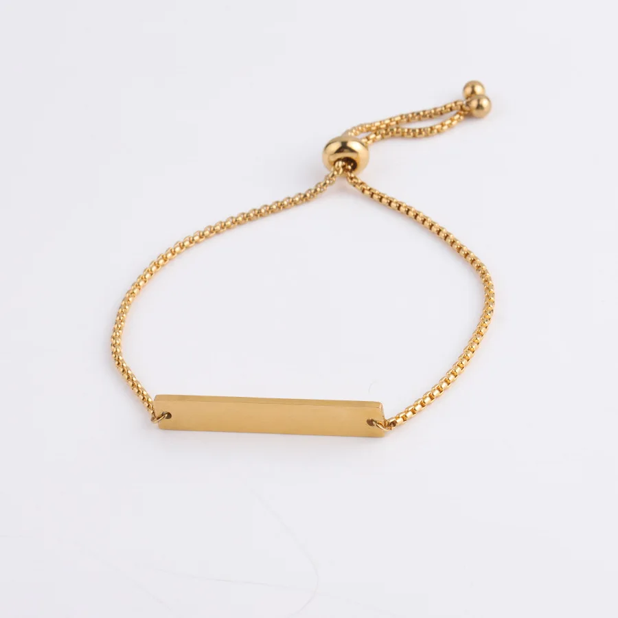 Custom Logo Text Name Bracelet Stainless Steel Pull out Adjustable Engraving Couple Bracelets Men Women Friendship Lover Jewelry