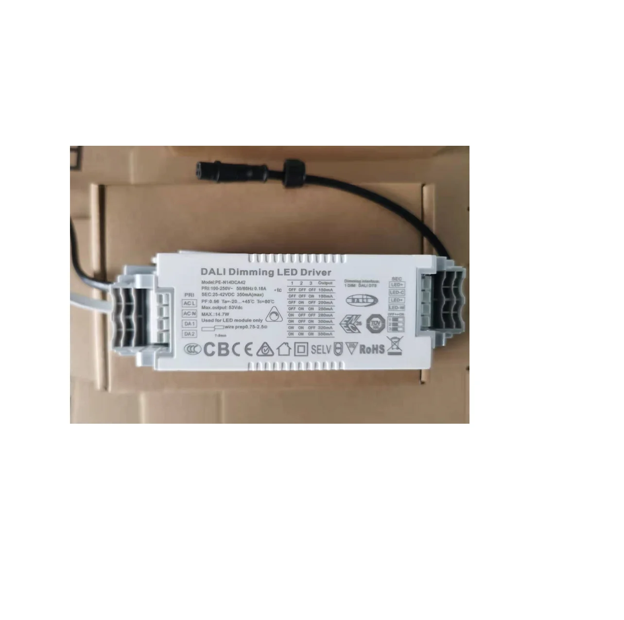 DALI dimmable LED driver 3-14W PE-N14DCA42 10W 12W 14W Ac110-250v