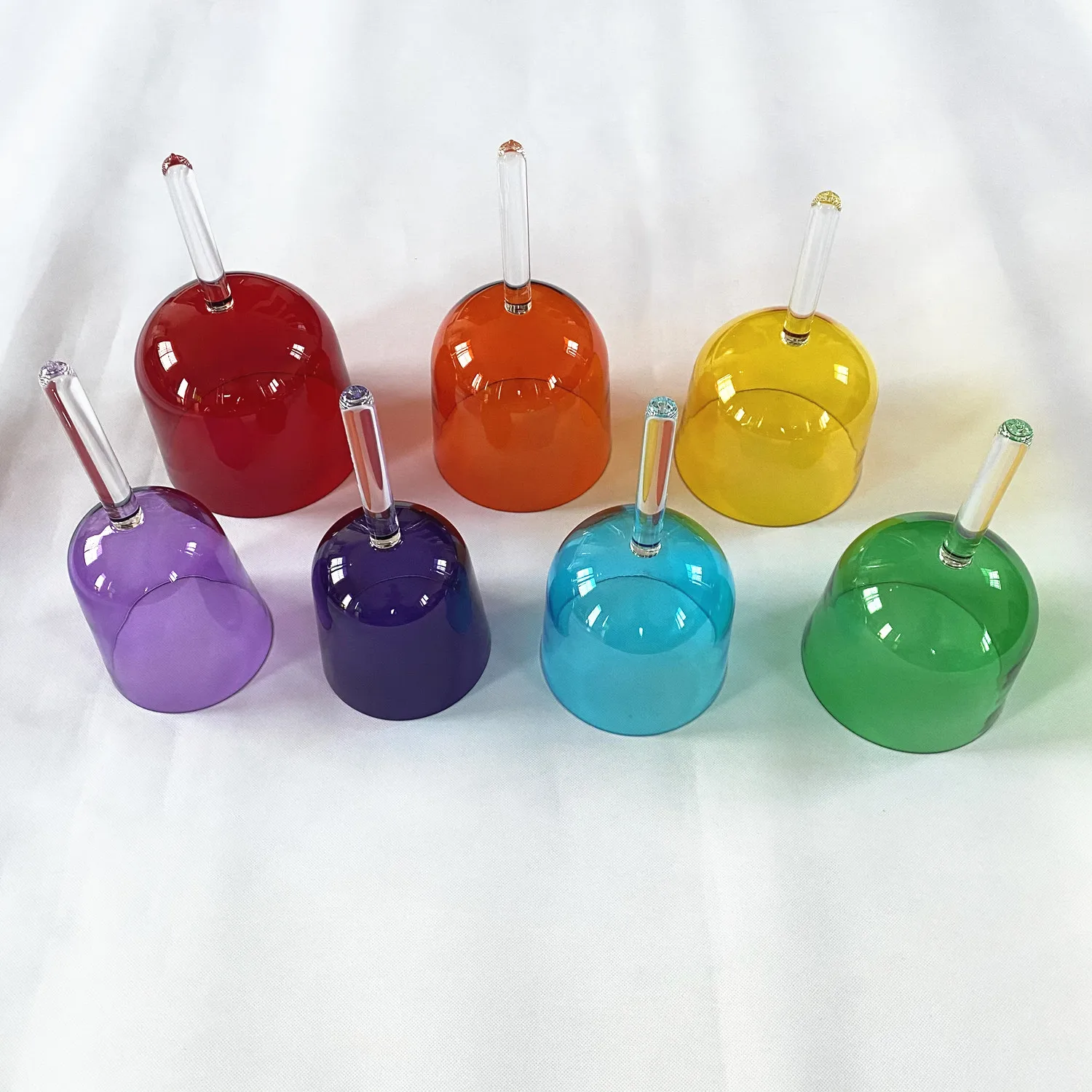 Chakra Tuned 432Hz/440Hz Colored Hand Held Quartz Crystal Singing Bowls for Reiki Music and Sound Healing Meditation