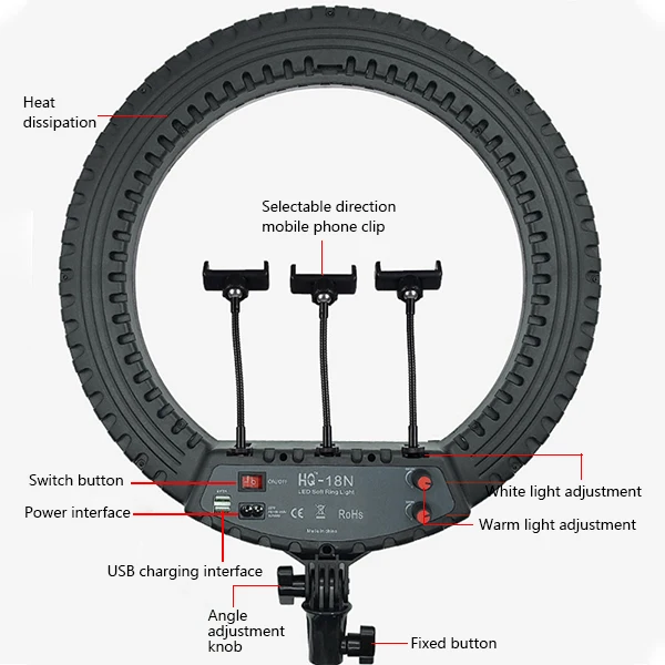 36LED Beauty Portable Rechargeable Photo Studio Fill Light Makeup Photographic Light Live Webcast Selfie Led Ring Light