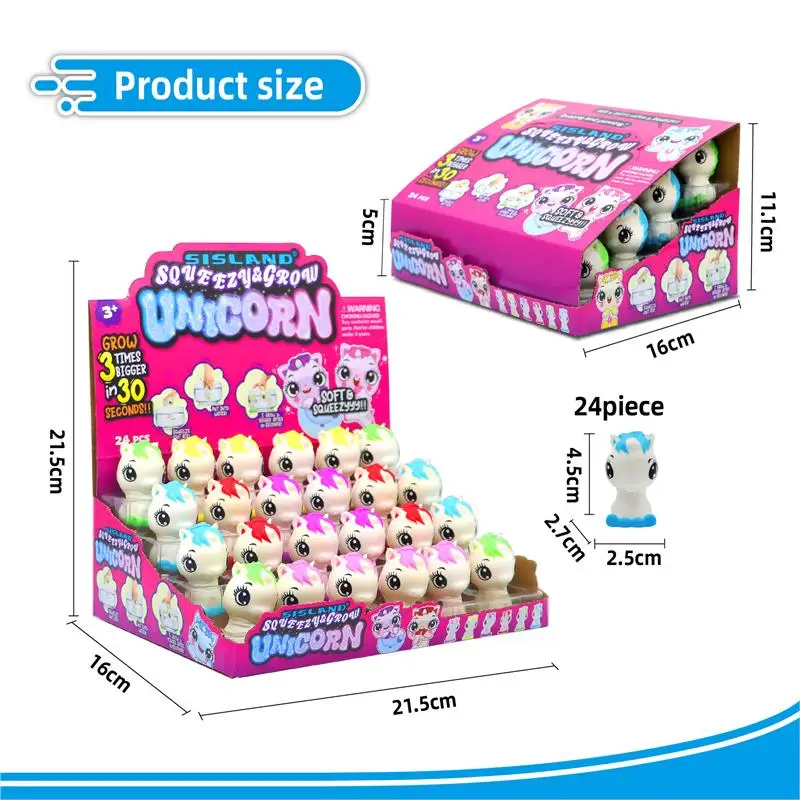 SISLAND New arrival  Squeeze Toys Soft Toy Grow in water Unicorn squeeze Toys gift box for kids