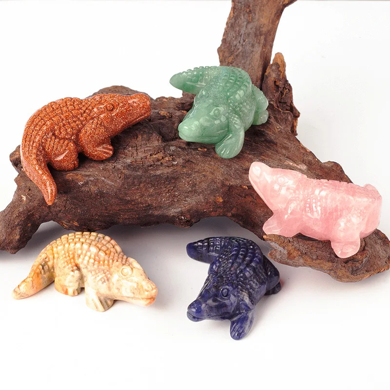 Wholesale Semi-precious Stone Crafts Natural Crystal Alligator Hand Carved Crystal Crocodile For Decoration