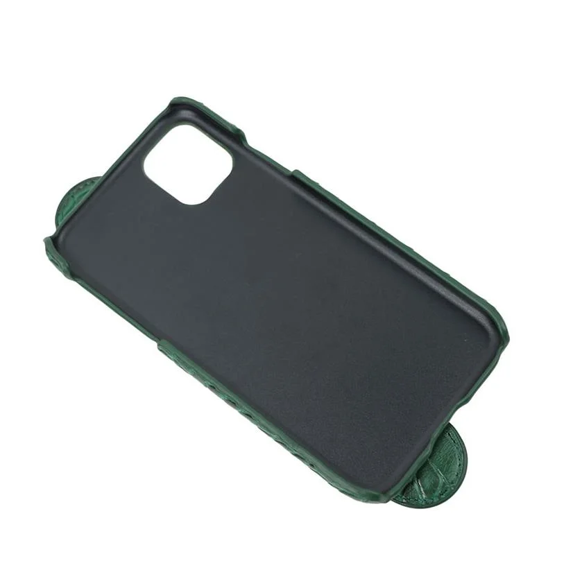 Fashion small order wholesale vegan PU leather handle carry custom cell phone case for iPhone