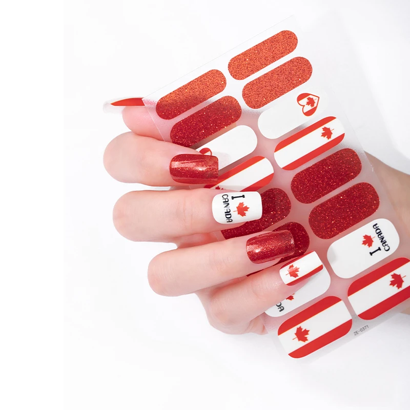 Custom LOGO OEM Private label brazil country flag soccer game nail art sticker Korean nail-wrap wraps overlay latest designs