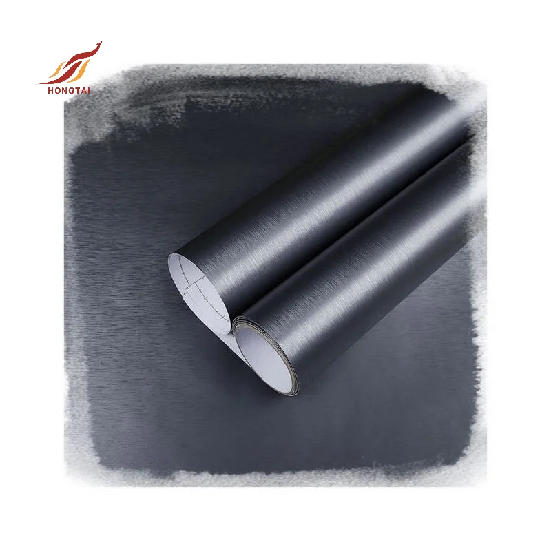 KW010 wall art metal decor vinyl 3m 1080 black wallpaper peel and stick film brushed metallic sticker