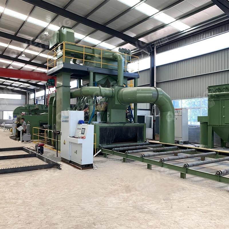 Steel plate beam surface automatic blasting painting line shot blasting machine manufacturer