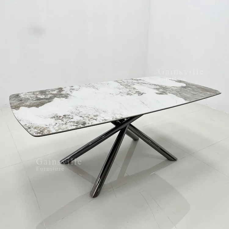 Роскошные обеденные мраморные столы из кленового белого спеченного камня на 12 мест для ресторана