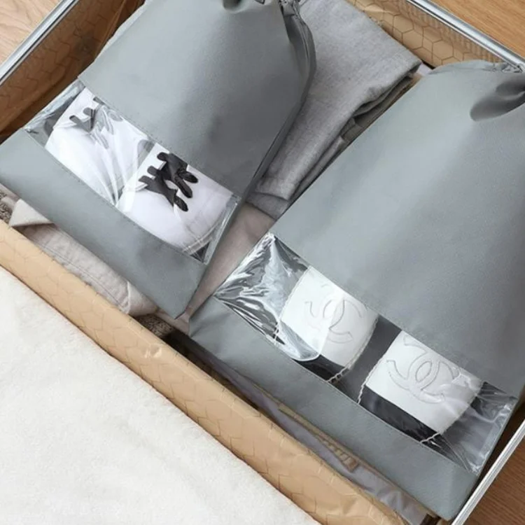 Лидер продаж Amazon сумка для хранения обуви дорожный нетканый и ПВХ мешок пылесборник бытовой