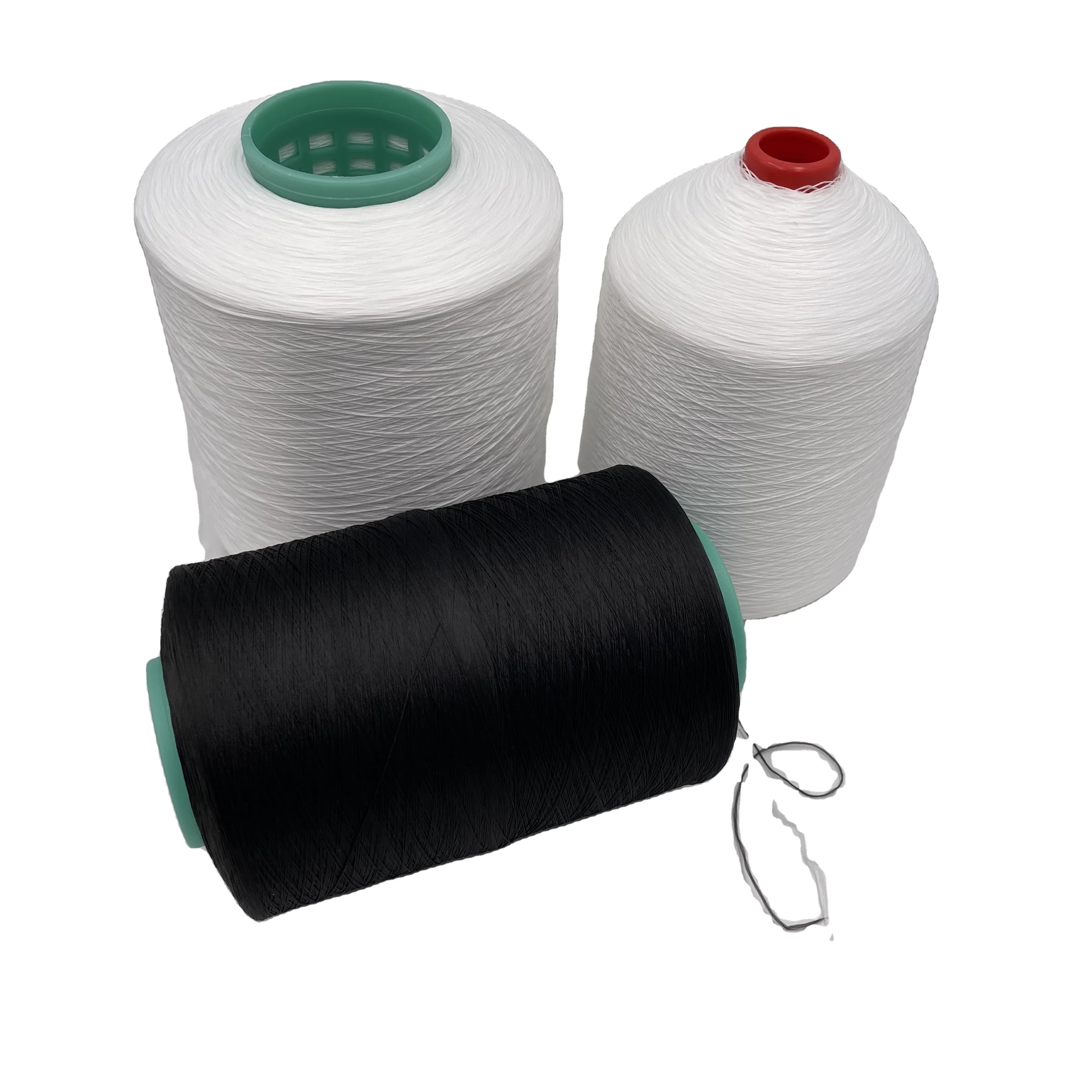 100% Filament Polyester Textured Yarn raw white dope dyed Overlock Sewing Thread