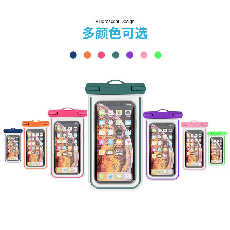 Wholesale Hot Selling Cell Phone Pouch Luminous PVC Waterproof Mobile Phone Case Bag For Samsung