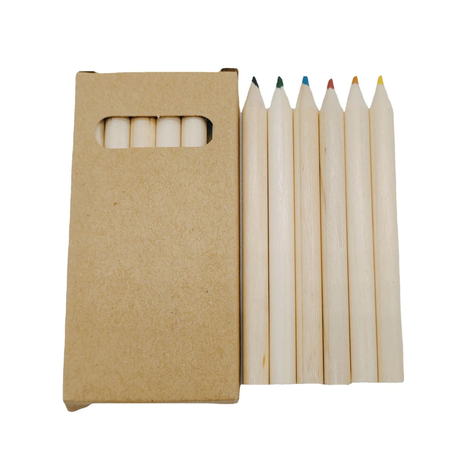 Customized Children Small Wooden Mini Natural Wood Colored Pencil Set rainbow Drawing Coloured Tube Color