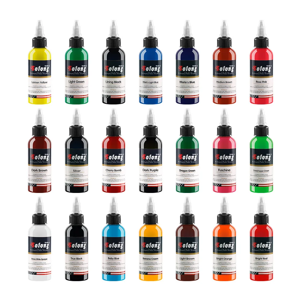 OEM 1oz 30ml Tattoo Ink Pigment Body Art Tattoo Kits  Makeup Tattoo Supplies Semi-permanent Eyebrow 21 Colors