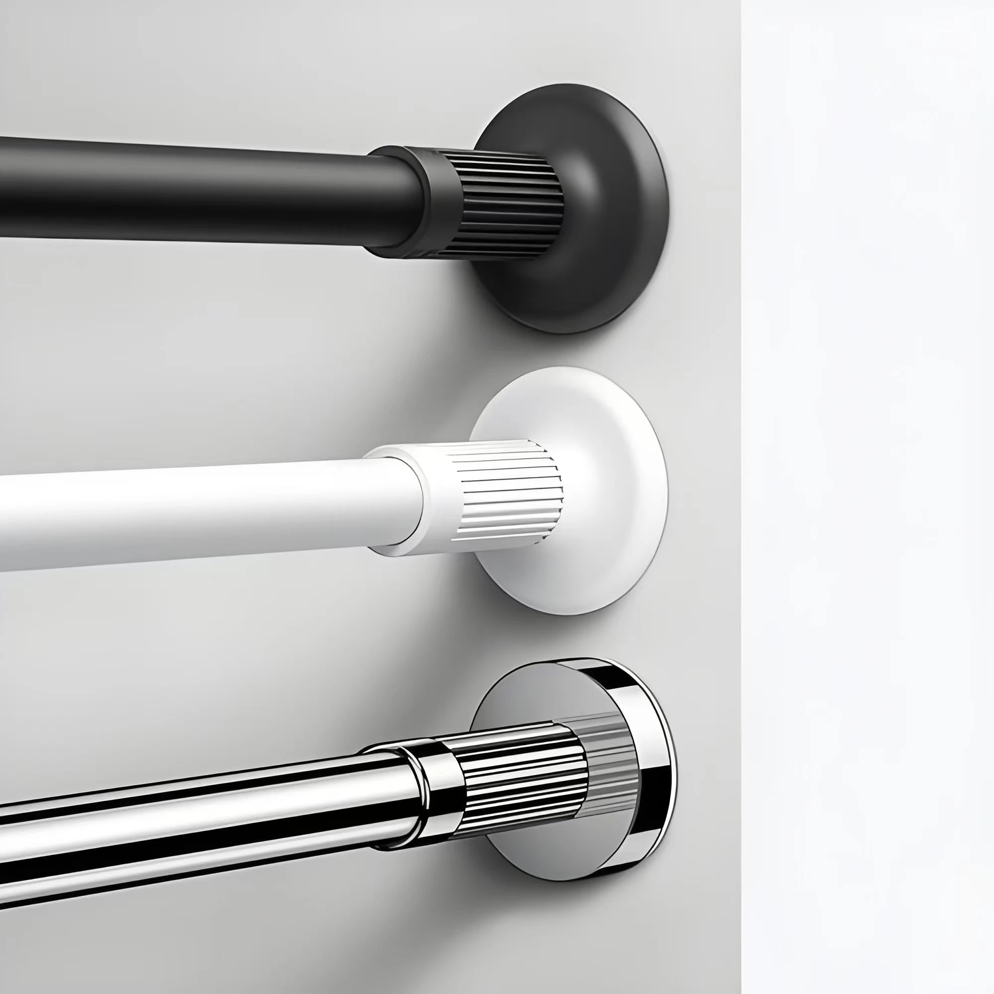 No- Drill Hot selling metal retractable curtain rod telescopic rod suitable for bathroom shower curtain rod
