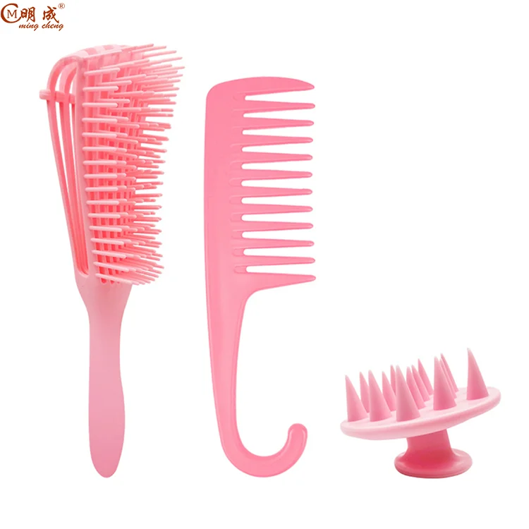 High quality Eco friendly soft PP beard comb and brush,black green blue pink comb,plastic comb set