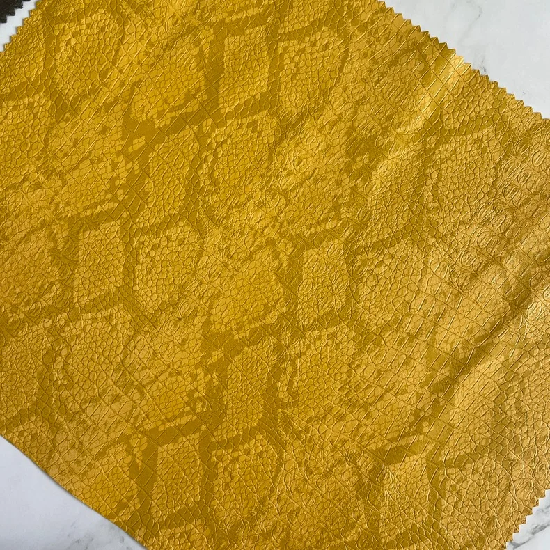 New wholesale Embossed Tow-tone Crocodile Snake Pattern Faux Animal PU Synthetic Leather Fabric 0.7 mm for garment, pack, jacket