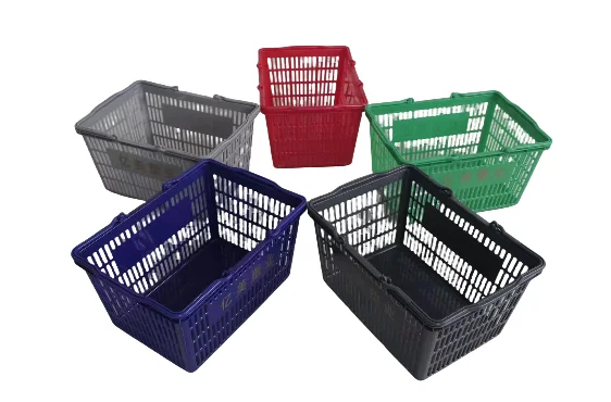 Supermarket colorful plastic 20 L Shopping Basket Handle Plastic Baskets
