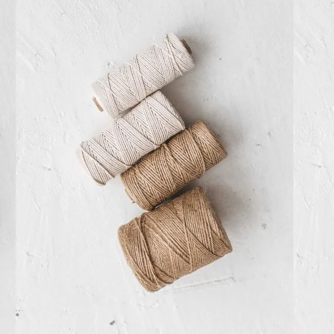 Bangladesh factory natural color twisted jute yarn/jute twine/jute packaging rope 2ply 100m spool