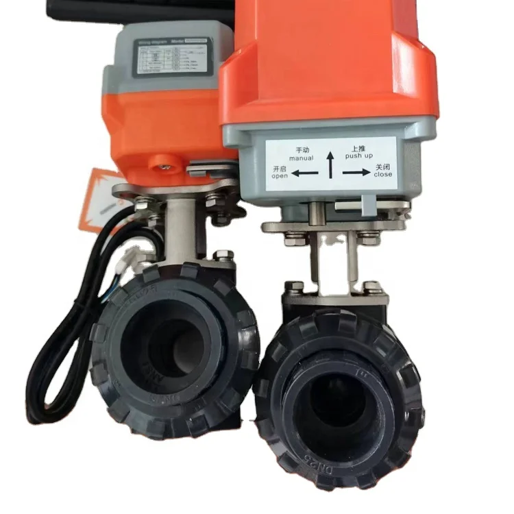 Electric and pneumatic actuator duplex Pvc plastic 2-way pneumatic control ball valve