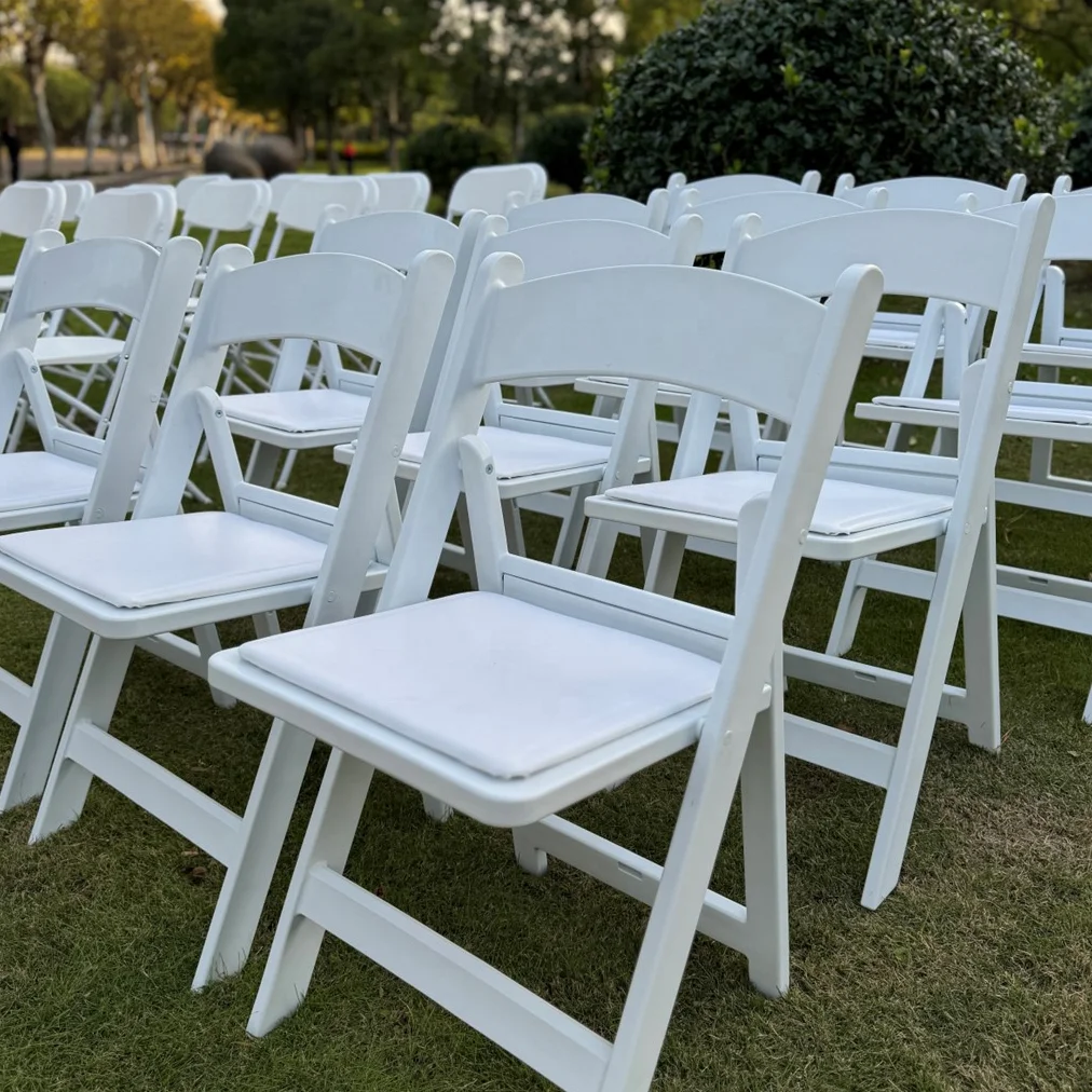 Plastic Resin white folding chairs For Events Wedding Party chair Wimbledon Banquet foldable outdoor furniture garden chair