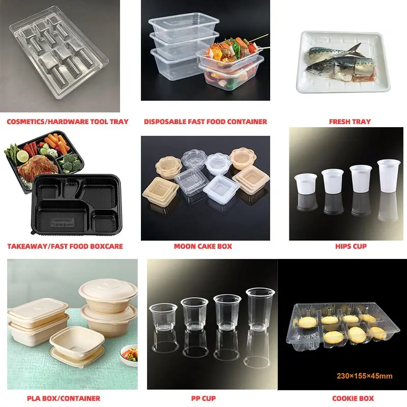 Automatic Plastic Tray Disposable PP Container Bowl Box Lid Thermoforming Machine