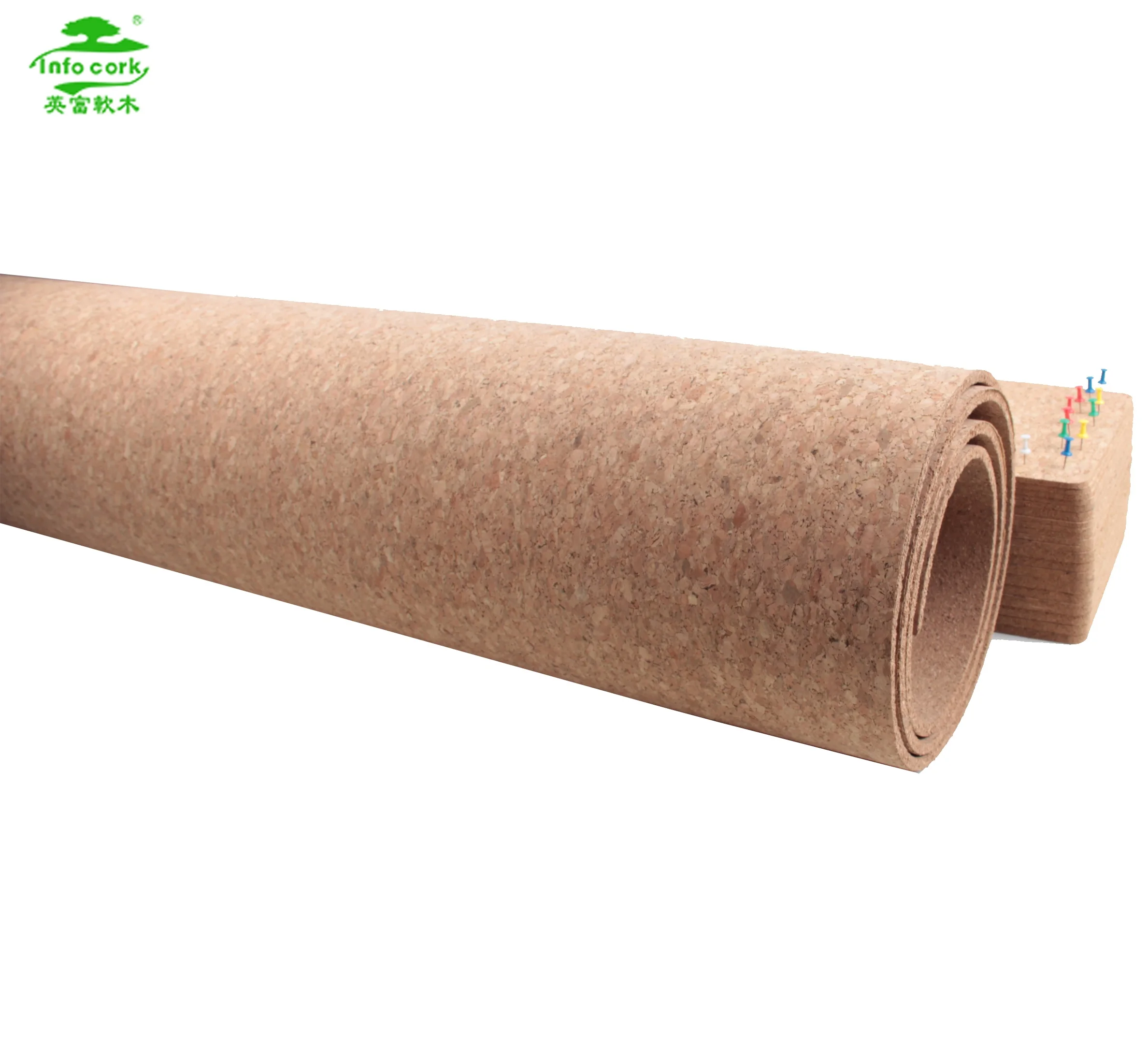 Wholesale 2mm Natural cork fabric board Portugal Imported Cork Roll High Quality Cork Sheet Rolls For soft wall or Floor