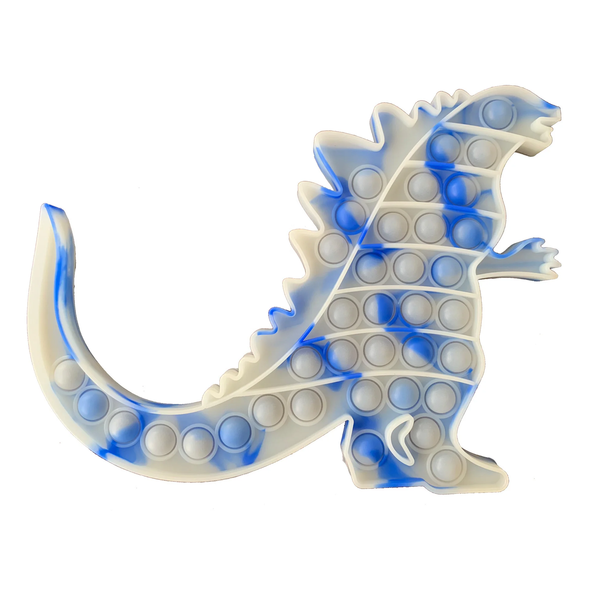 Best Sell Large Size Rainbow and Tie dye Fluorescent Godzilla Pop Sensory Toy Stress Relief Fidget Toy Glow in the dark