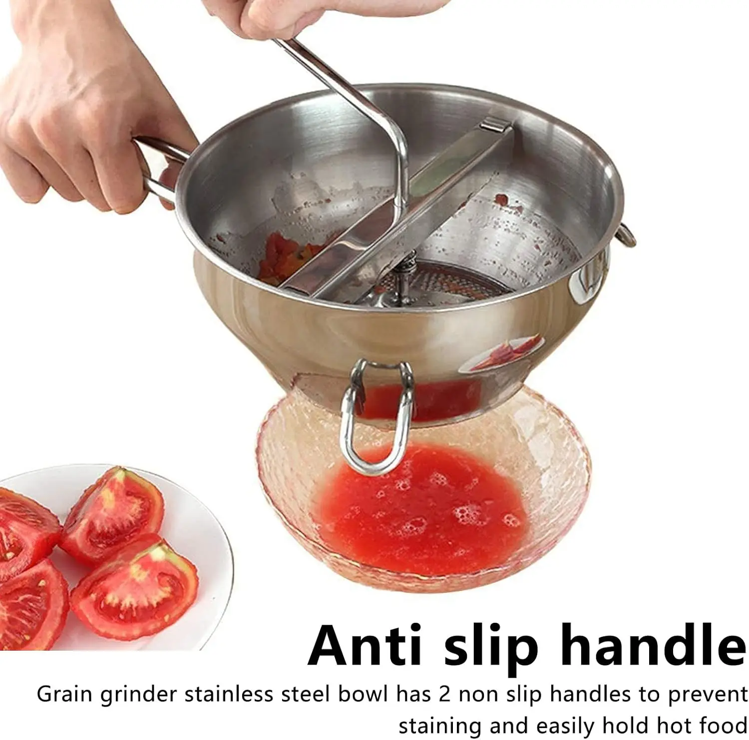 Stainless Steel Food Mill Manual Jams Masher Vetetable Garlc Mud Press Potato Masher Fruit Grinder With 3 Grinding Milling Disc