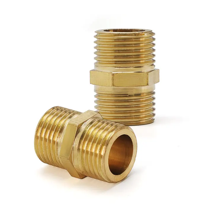 Solid Brass Pipe Fitting 1/4' Male to 1/4' Male Brass Pipe Extension Fitting for Shower, Oil, Water Line,Spigot,Gas