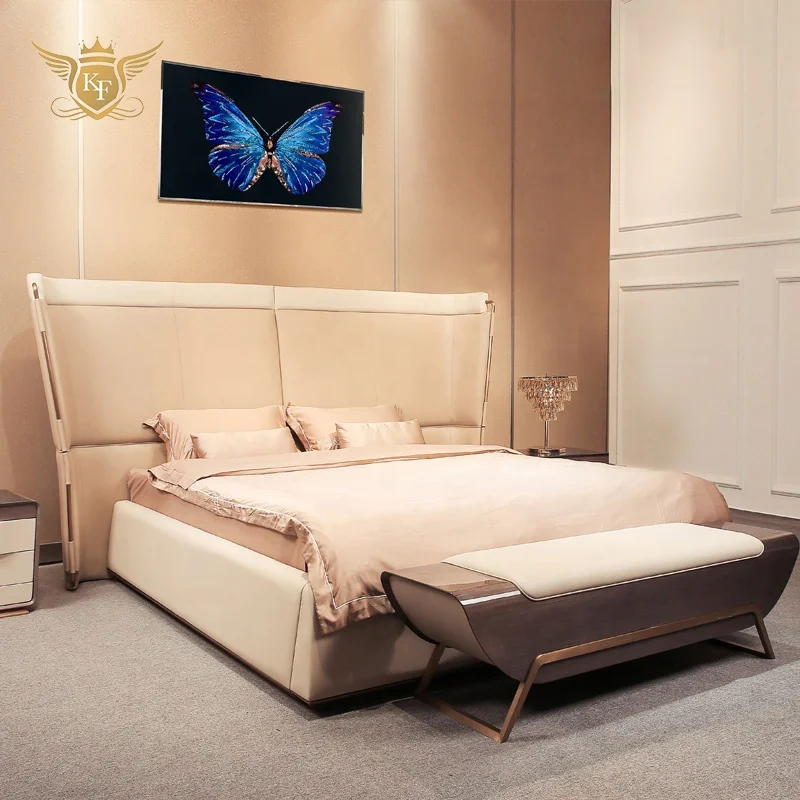 Factory offer melting light home furniture bed room luxury design bedroom furniture set modern bedroom king size bed sets