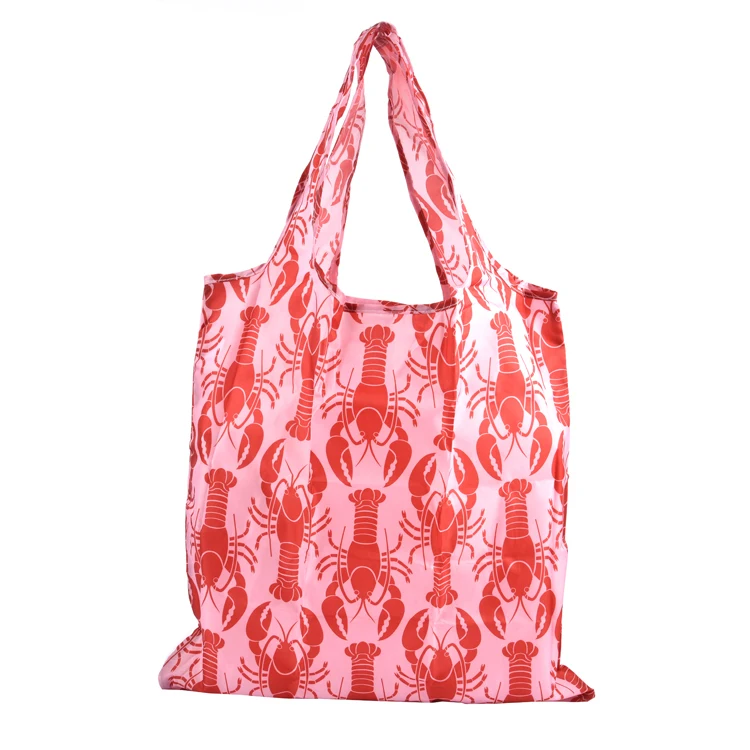 Eco-Friendly Customized Supermarket Reusable Rpet Foldable Grocery Shopping Bag With Nylon Pouch