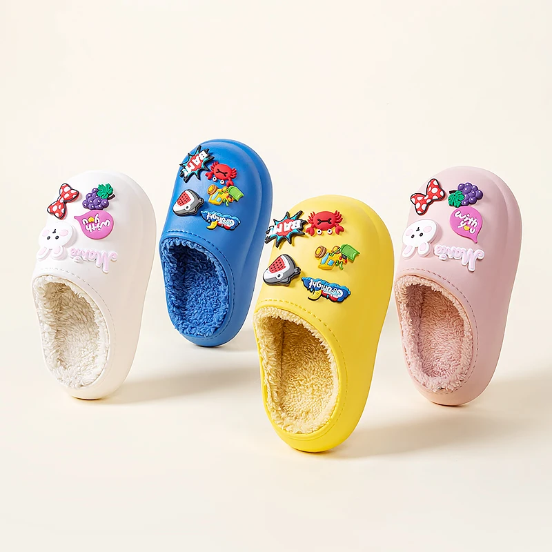 Cheerful Mario 2022 new style Home fluffy Slippers wholesale cute winter kids shoes for girls toefl at home footwear stock