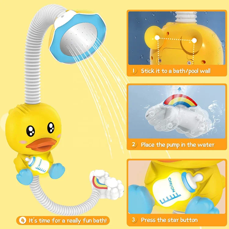 Baby Bath Toy Duck Sprinkler Shower Kids Battery Operated Electric Bathroom Water Play Game Toys
