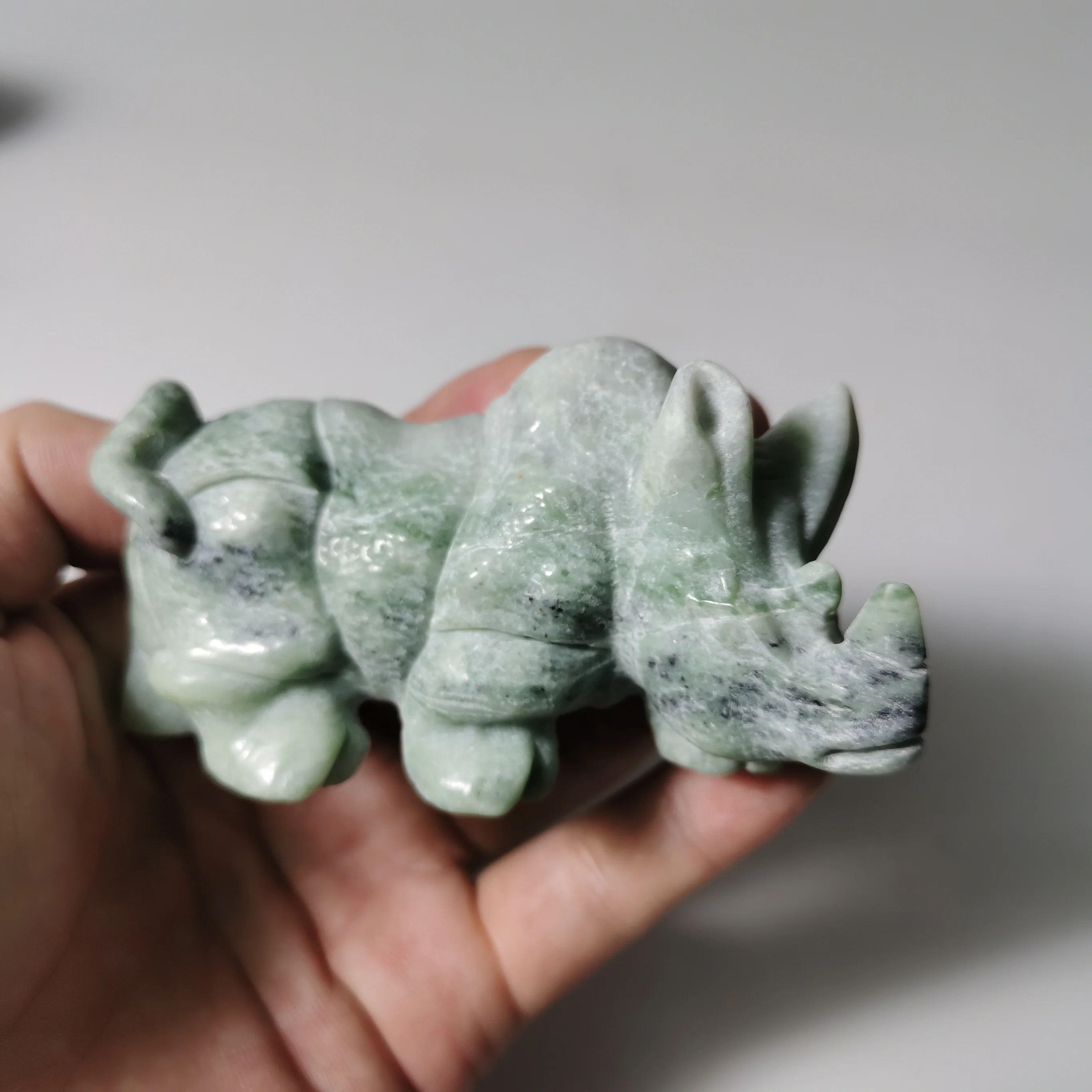wholesale crystal carving calcite animals crystal crafts healing stone jade rhinoceros for gift