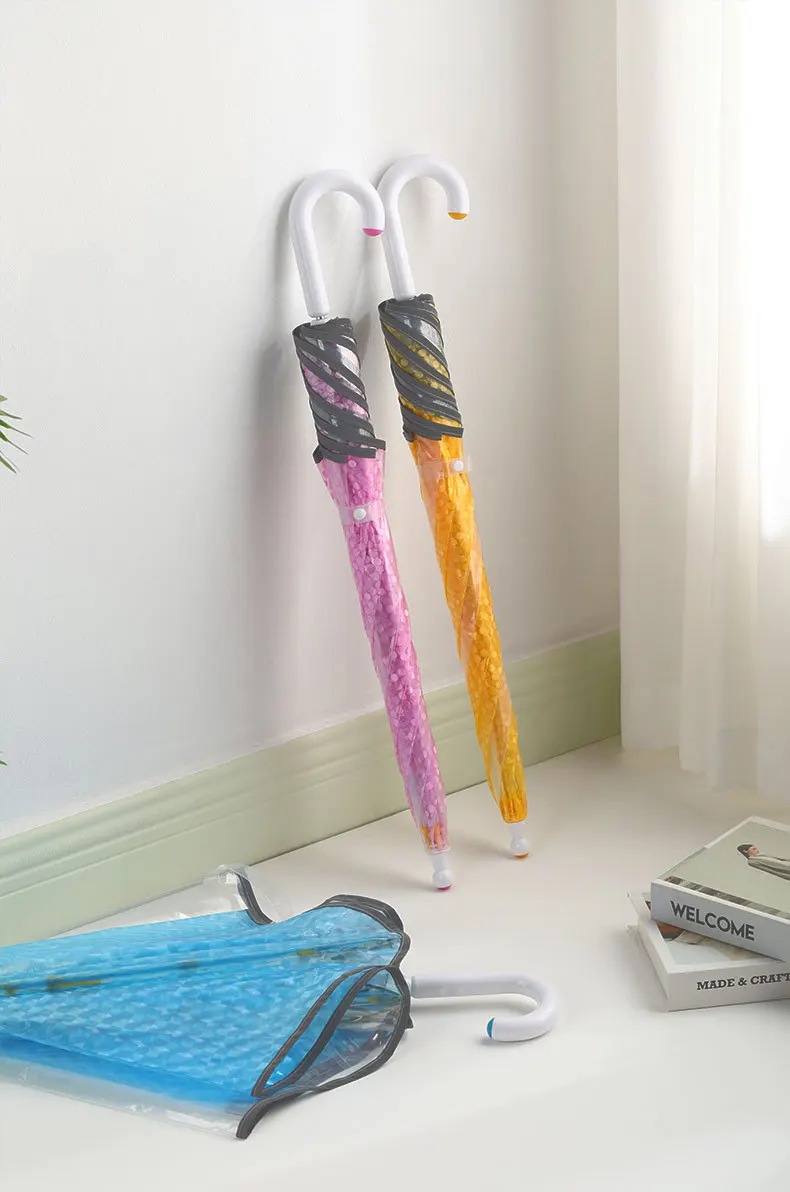 Pure Round Corner Safe Kid Dome Children Mushroom Umbrella Compact Portable Folding Umbrella With Safety Night Reflective Strip