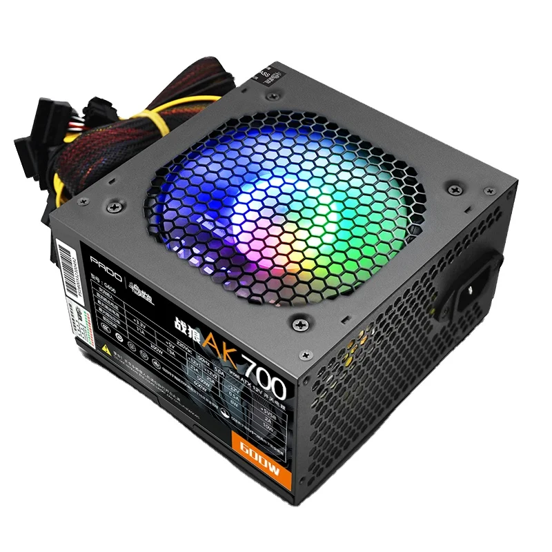Светодиодный импульсный источник питания постоянного тока ATX 700 Вт, Настольная серия PSU с поддержкой нескольких графических карт для ПК