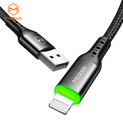 Mcdodo LED 4ft/6ft Nylon and Aluminium Alloy Made Auto Cut USB Charging Cable Color Light for Lightning for iphone charger cable