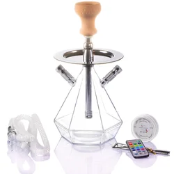 New Set Dual Hoses Hookah Cup Diamond Cube Ak47 Accessory Acrylic Hookah with Led Light Shisha Box Hookah Bowl Acrylic